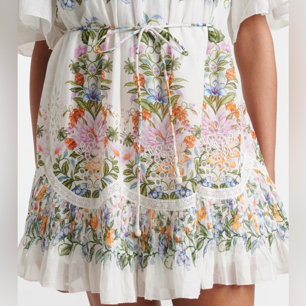 Farm Rio Sweet Bloom Bouquet Short-Sleeve Mini Dress - Picture 7 of 11